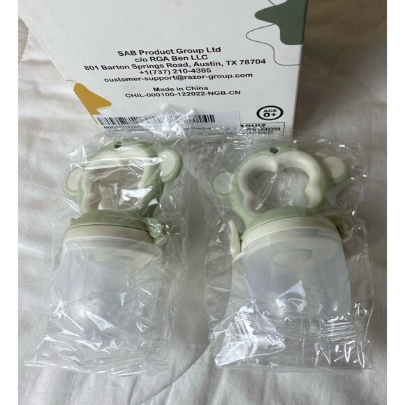 Childlike Behavior Baby Teething Toys 2 Silicone Green Toddler Starter Feeder - Picture 1 of 5